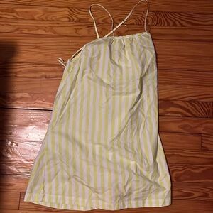 Super cute line green, and white stripped short dress.